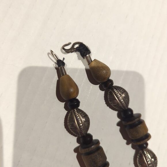 Vintage Carved Wooden Beaded Necklace Pendant Boho Tribal Ethnic Earthy - Picture 7 of 8